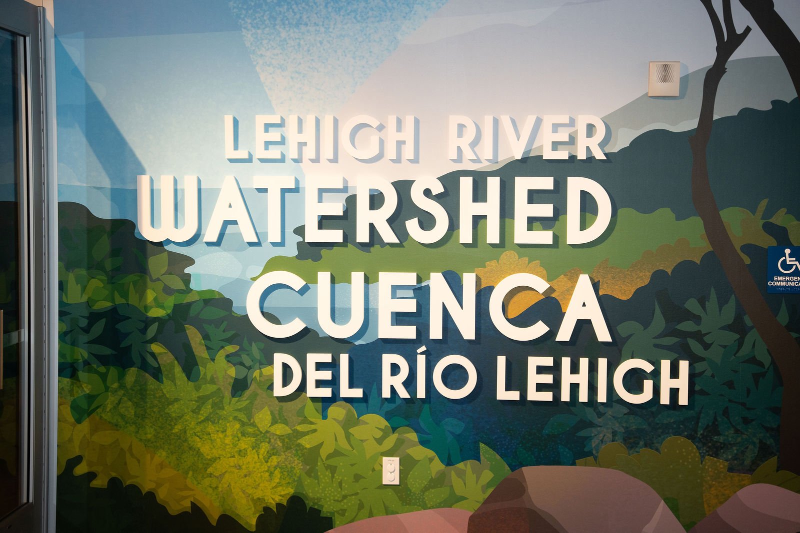 A Lehigh River Watershed display fills a screen