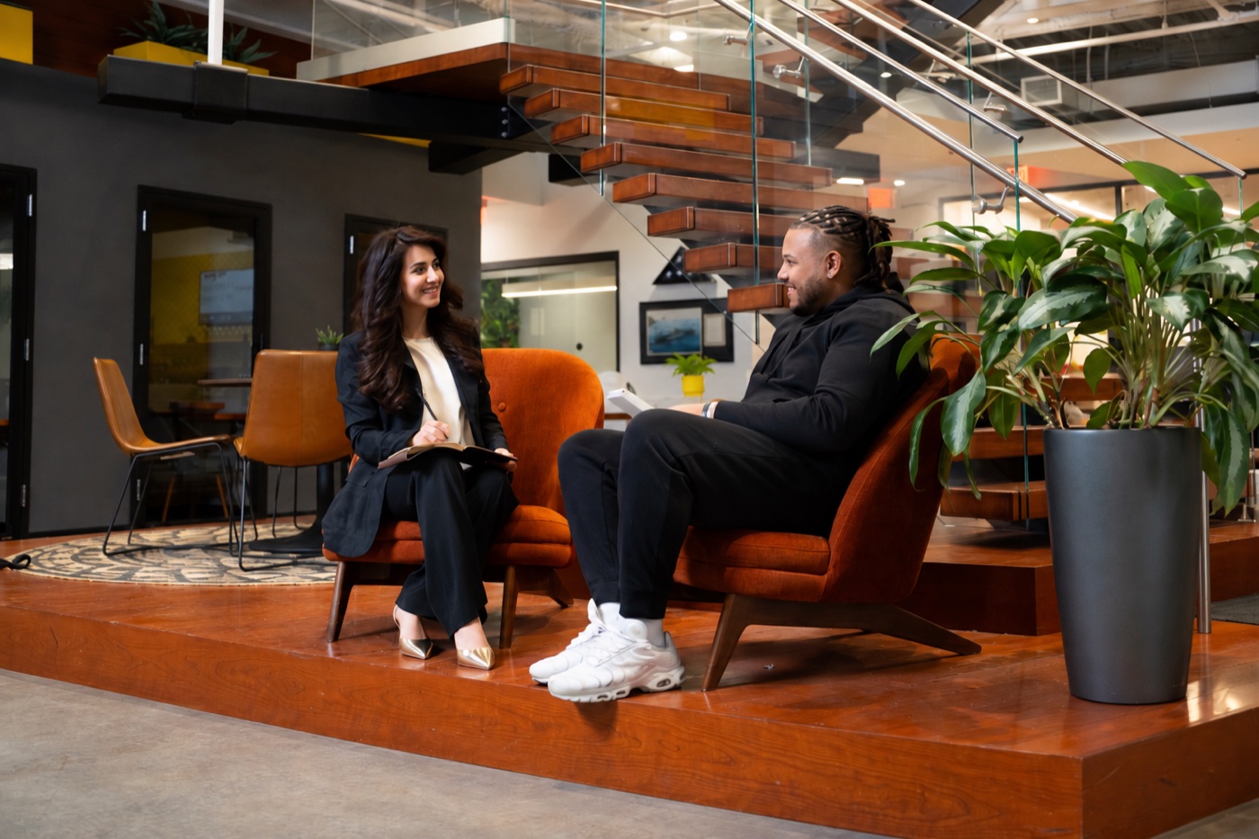 Carter McKinney and a client seated together during a marketing consultation